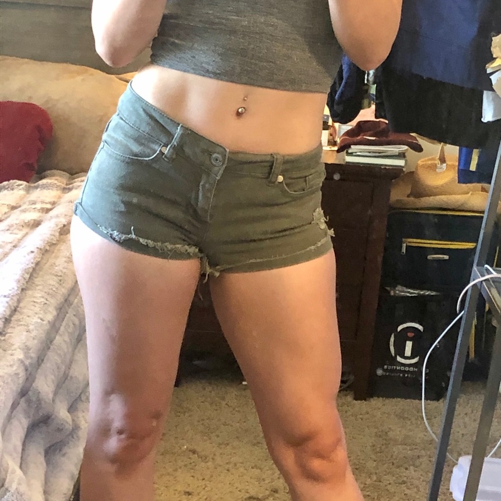 Olive jean shorts